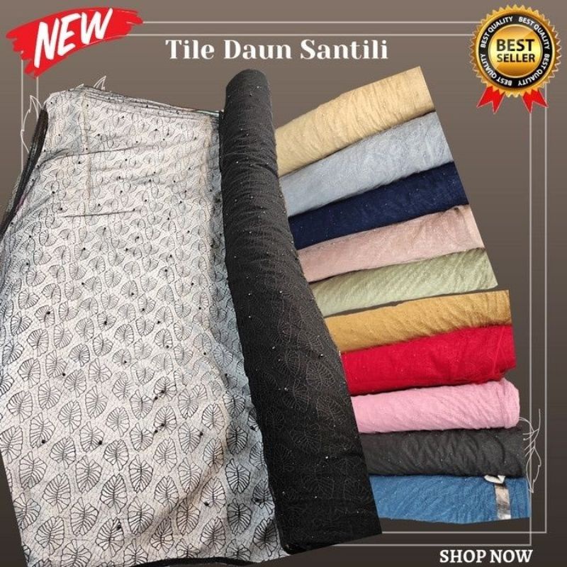 Promo 12.12 Sale Kain Tile Tulle Akar Mutiara Motif Daun Santili. Brukat Brokat Terbaru