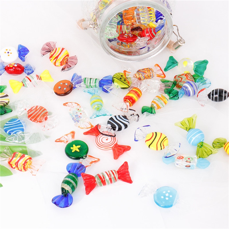 TK 60pcs Vintage Murano Style Glass Sweets Candy Ornament for Home Party Wedding Christmas Festival Decorations Gift
