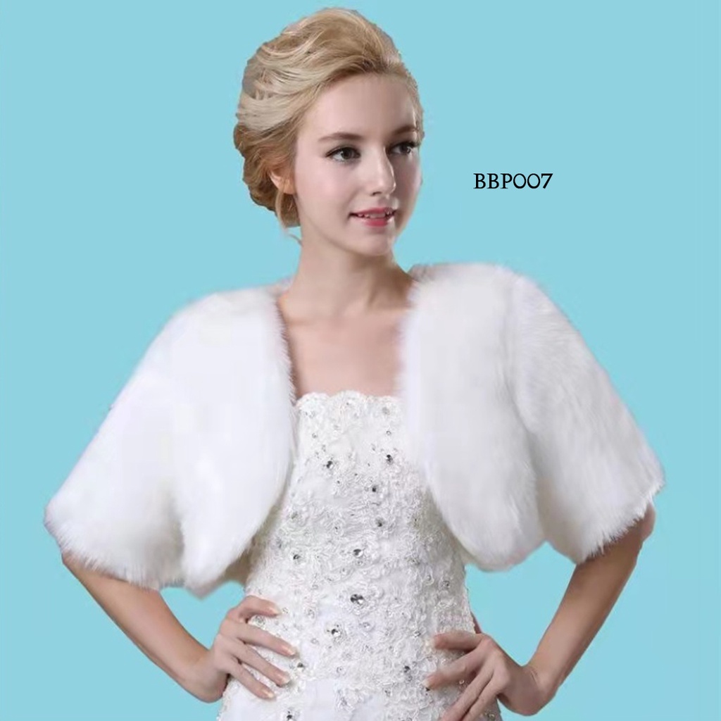 [STOK TERBATAS] AKSESORIS CARDIGAN BOLERO FUR MODERN WEDDING PESTA PUTIH BBP007