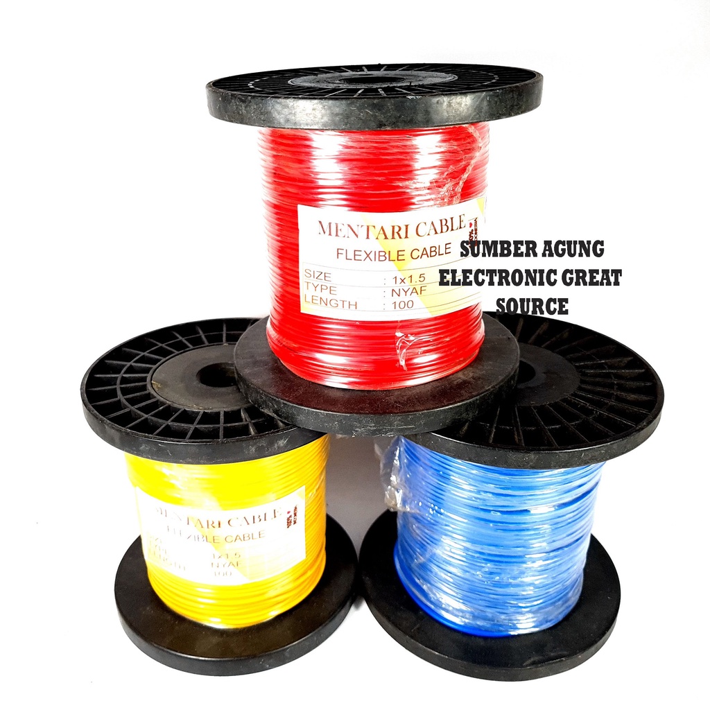 Mentari Flexible Cable Serabut Gulungan 1.5 NYAF Warna Merah Kuning Biru