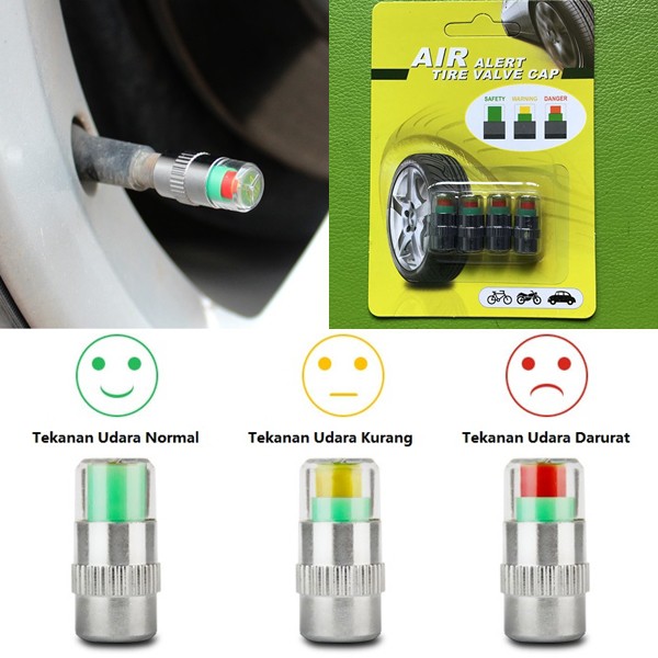 AIR ALERT TIRE VALVE CAP (TPMS) Tutup Pentil dengan Indikator Tekanan Ban ORIGNAL