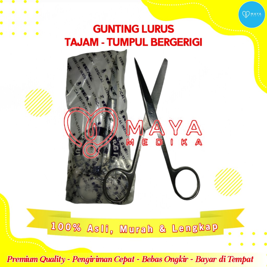 

Gunting Lurus 14 cm Tajam - Tumpul Bergerigi Renz