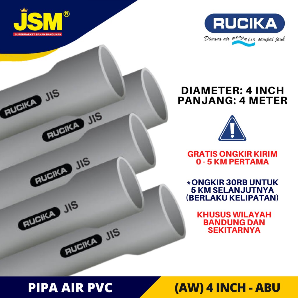 Jual Rucika Pipa Air Pvc Inch Abu Abu Aw Shopee Indonesia