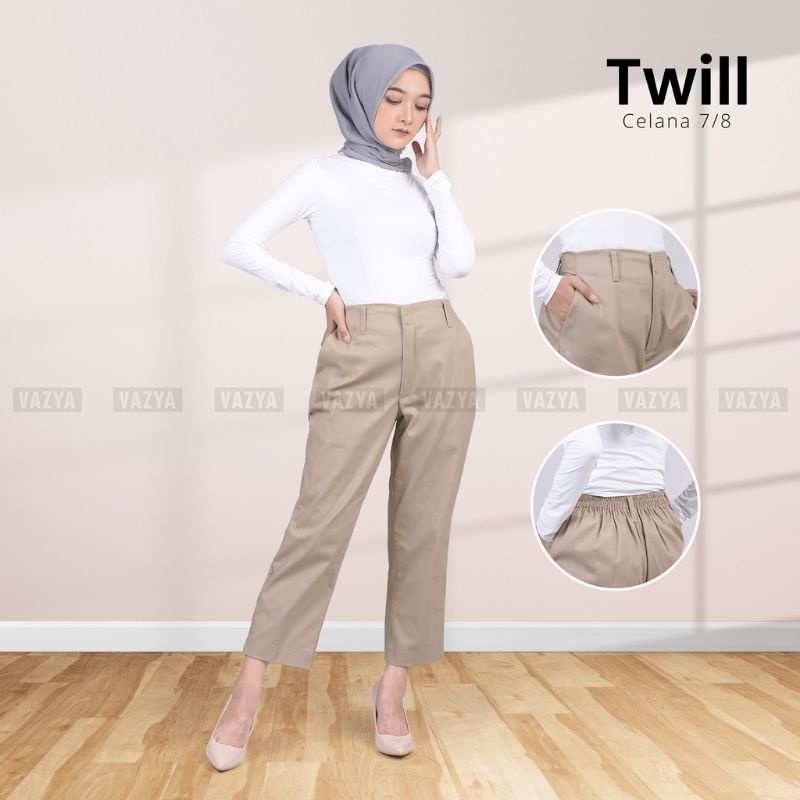 CELANA 7/8 Wanita Cotton Twill Stretch Import