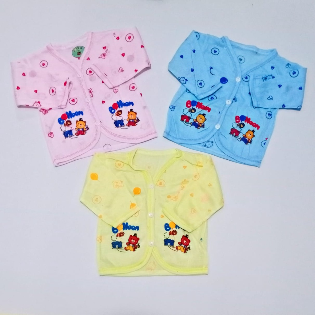 baju bayi baru lahir lengan panjang bermotif