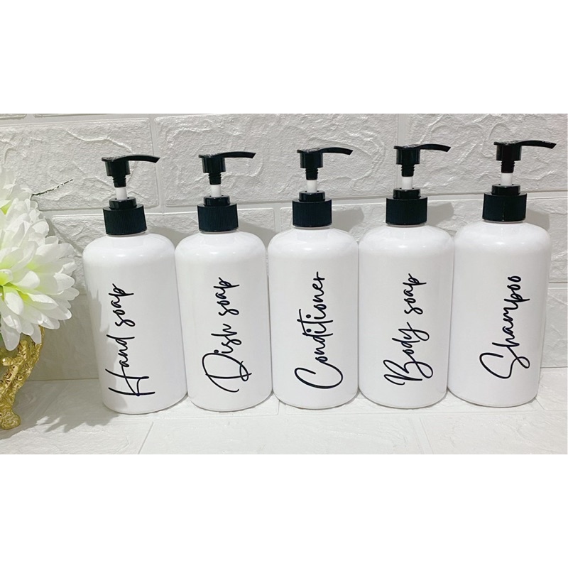 botol PUTIH N28 500ml black edition. aesthetic bottle minimalist refill organizer tempat sabun cair pump estetik