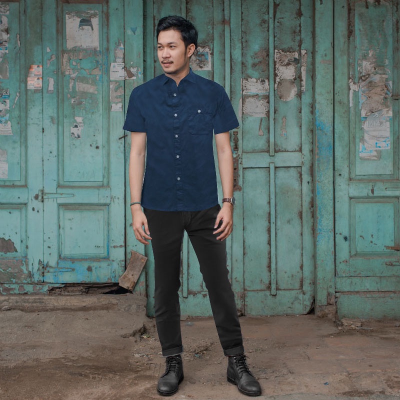Unpossed Kemeja Pendek Dark Blue 362