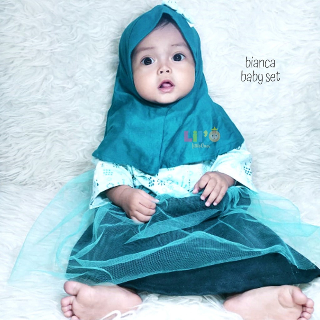 Gamis Anak Perempuan + Jilbab - Pakaian Anak New Born Muslim - Dress Anak Balita - Bianca Baby Dress