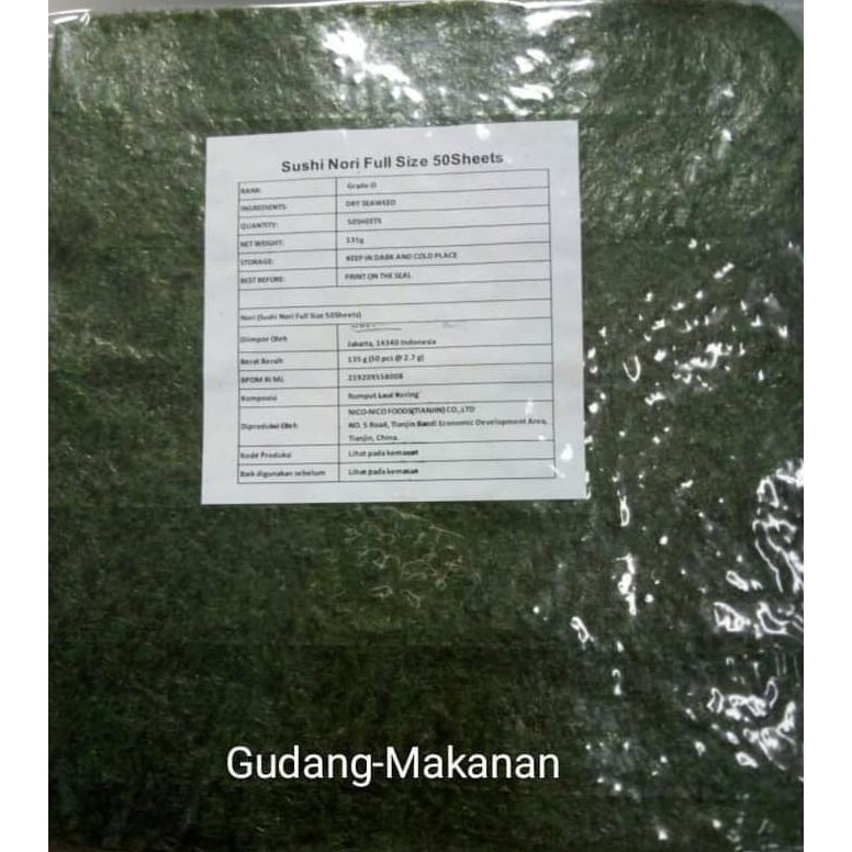 

promo murah Sushi Nori / Nori / Rumput Laut 50 sheets - Full Size NICO-NICO best seller