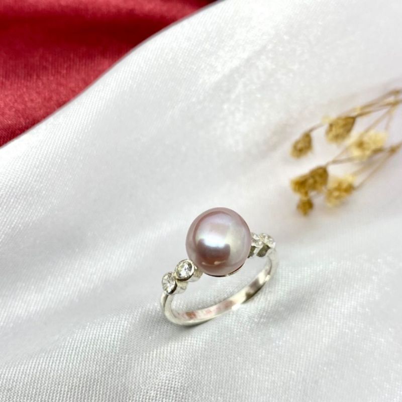 Cincin perak zircon mutiara Lombok asli.
