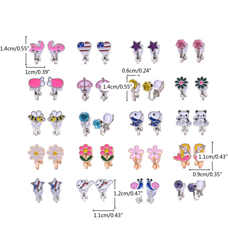 Siy 20 Pasang Anting Klip on Bentuk Hewan Lucu Untuk Anak Perempuan