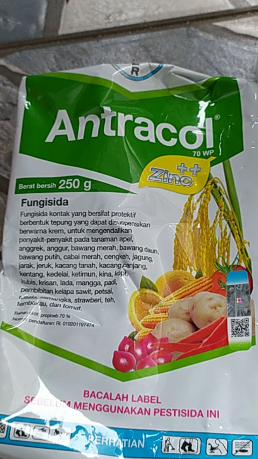 Fungisida Antracol 70 Wp Zinc Kemasan Pabrik 250 Gram