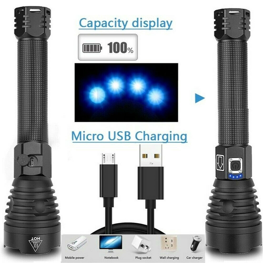 ✫〖ready to ship/COD〗✫  Lampu Senter LED 200000lm Rechargeable USB Zoomable xhp90