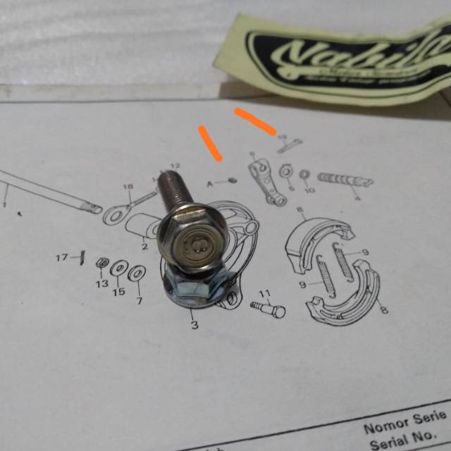 Baut dan mur paha rem depan honda win grand prima star c70 c800 asdap kirana cb100 xl dll