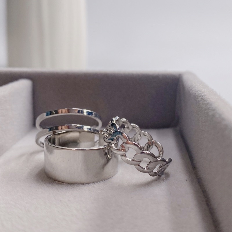 ELOVIA - Trio Ring cincin pria wanita aesthetic