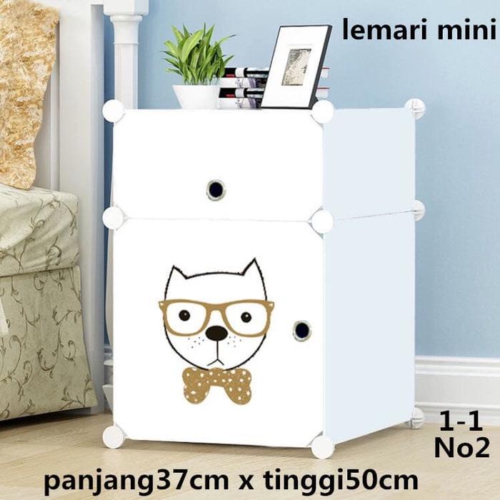 MILIKI SEGERA!!! Lemari Sisi Ranjang karakter Portable Mini 2 Susun Rak Serbaguna Nakas Plastik 2 Susun - Lemari Kecil Bedside Table