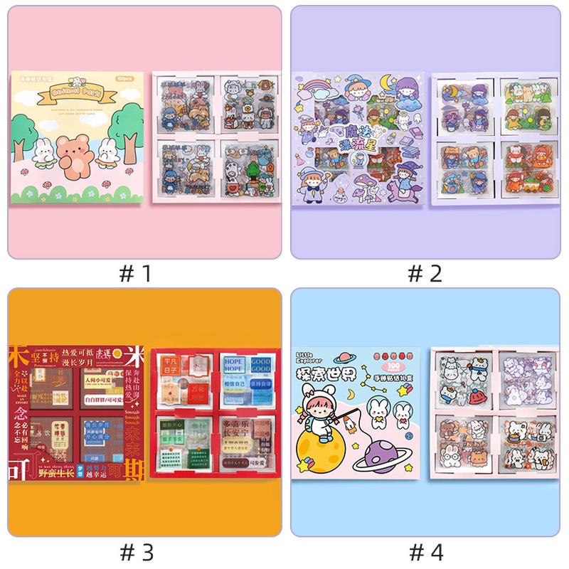 100 Lembar Stiker Motif Kartun Lucu Untuk Dekorasi DIY