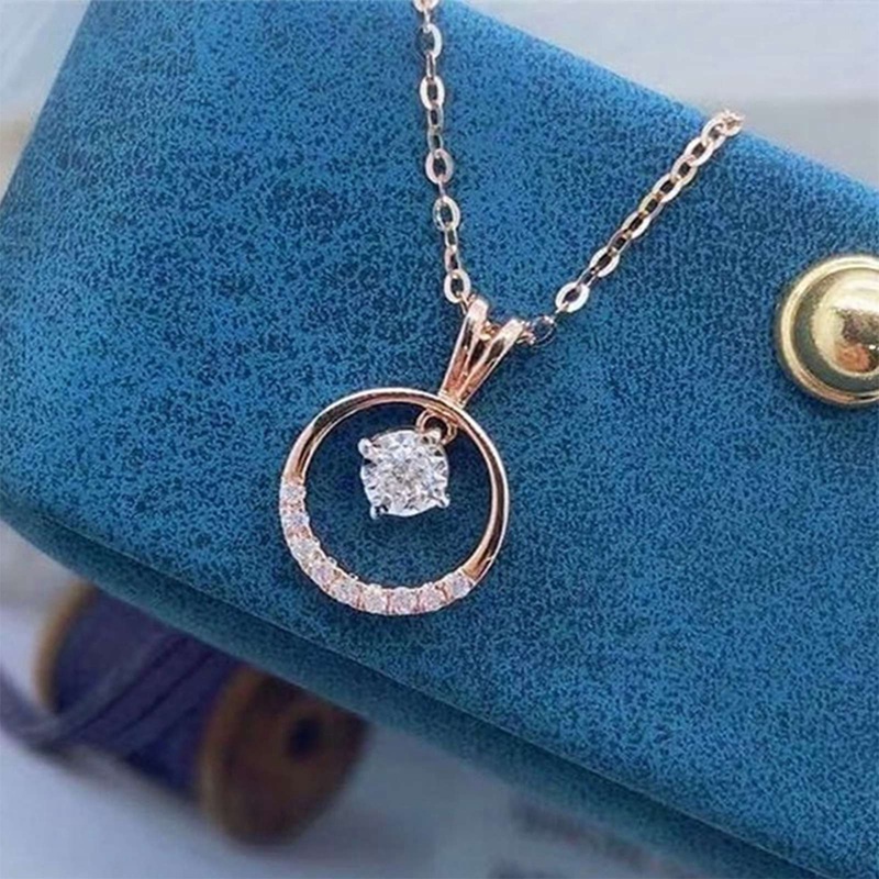 Kalung Liontin Lingkaran Warna Silver Rose Gold Gaya Minimalis Untuk Wanita