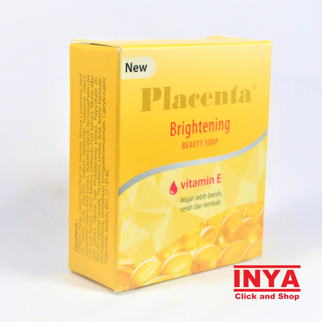 PLACENTA BRIGHTENING BEAUTY SOAP VITAMIN E 80gr NEW- Sabun Muka