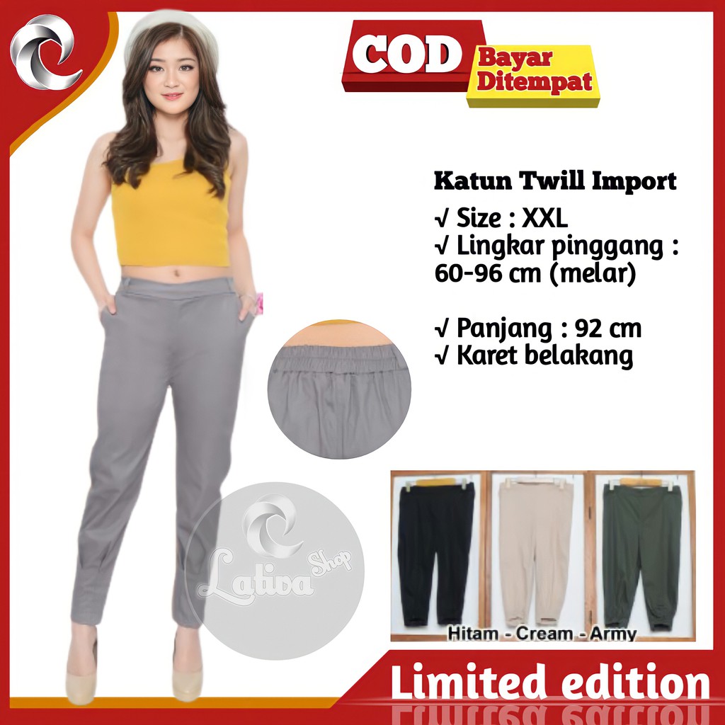 Celana Panjang Wanita Cewek Bahan Import Karet Belakang terbaru KD 505