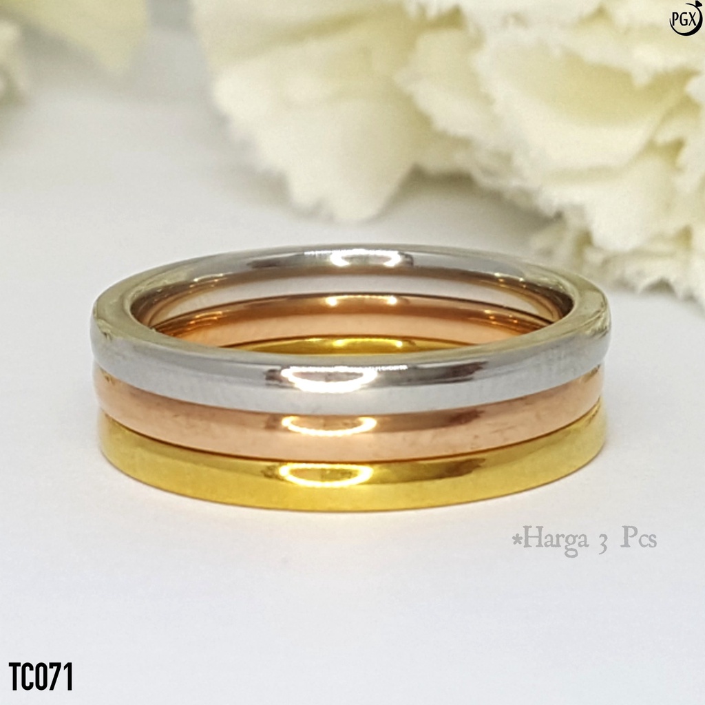 PGX Cincin Titanium Couple Tunangan Aksesoris Fashion Perhiasan Anti Karat - TC071