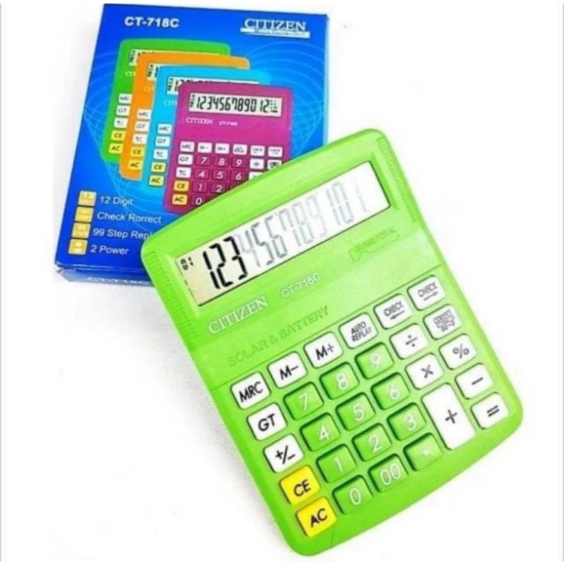 Kalkulator Citizen CT-718C Warna 12 Digit Calculator Colour