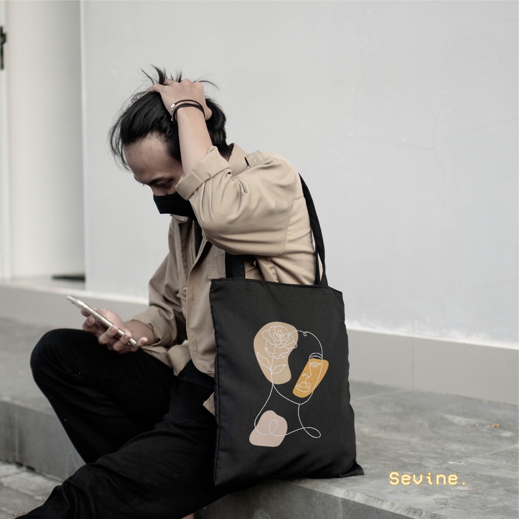 Sevine Tote bag Tas Wanita Fashion Totebag Resleting Nordic Black Series - WGF6