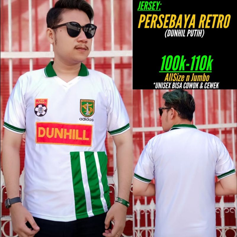 Jersey Persebaya Surabaya retro Dunhill putih