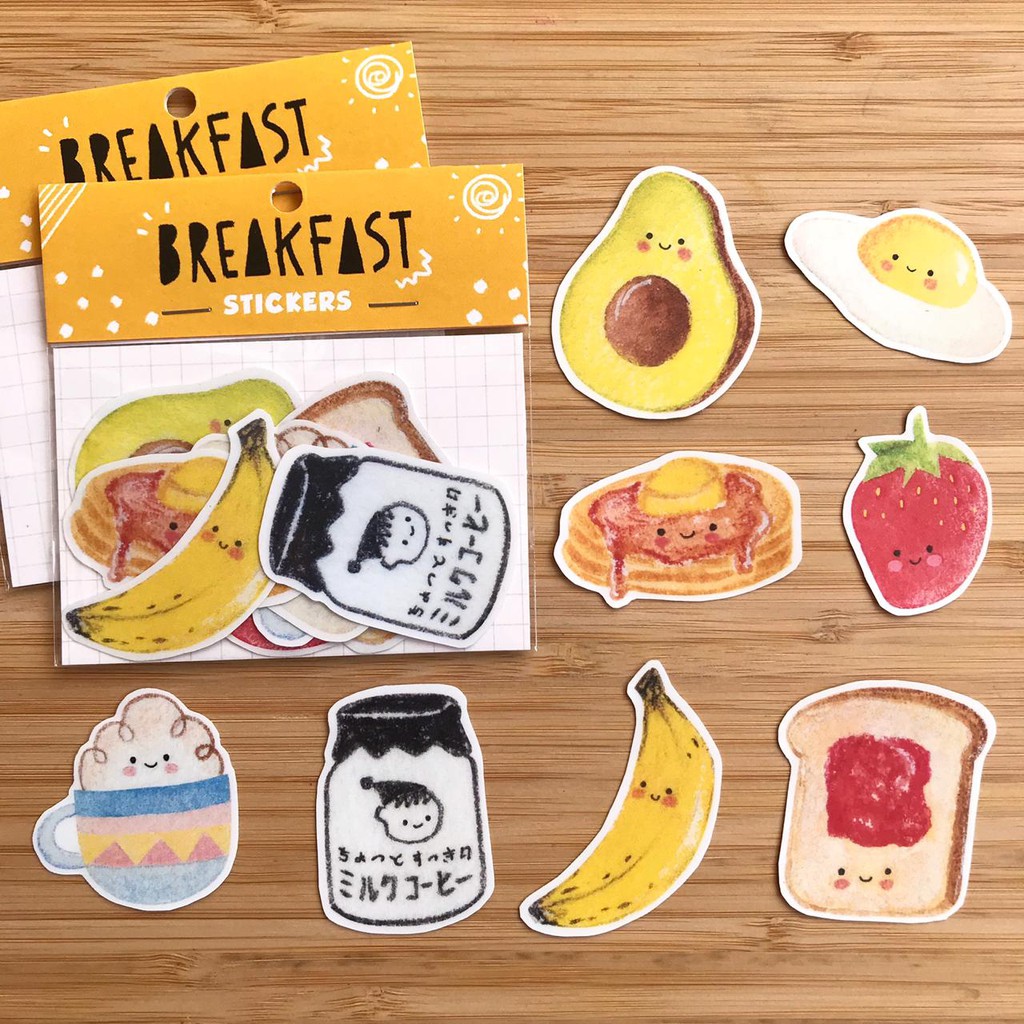 MENTOL ART Sticker Set Die Cut / Kiss Cut - Stiker Ilustrasi-Breakfast