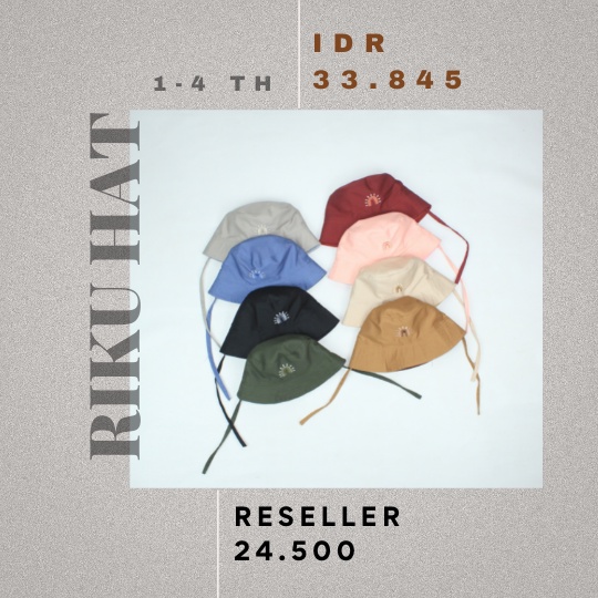 RIKU HAT - Promo 10.10 Bucket Hat Polos Anak Topi Tali Bordir Cewe Cowo Laki Perempuan Korea Drill Lucu Murah