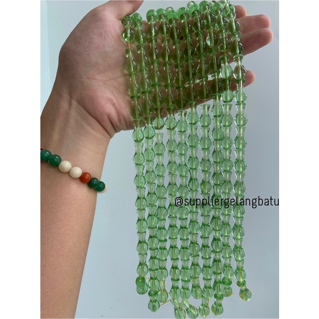 manik ujung kepala tasbih GUCI GREEN QUART aksesori kalung gelang 10mm