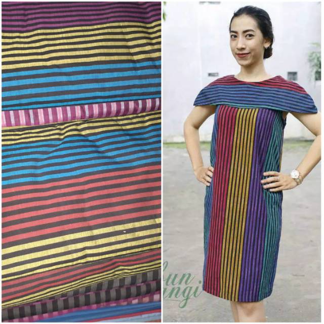 Dres Tenun Lurik wanita bahan 100% catton adem