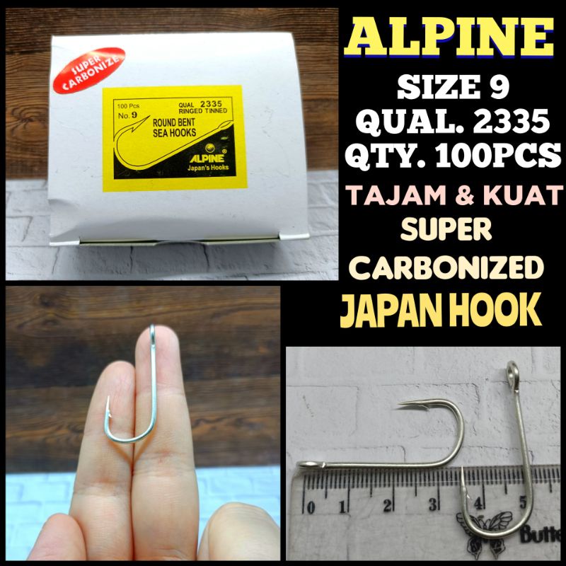 ALPINE SIZE 9 QUAL.2335 QTY.100 SUPER CARBONIZED KAIL ALPINE KAIL KUAT PANCING KARBON HOOK KAIL JEPA