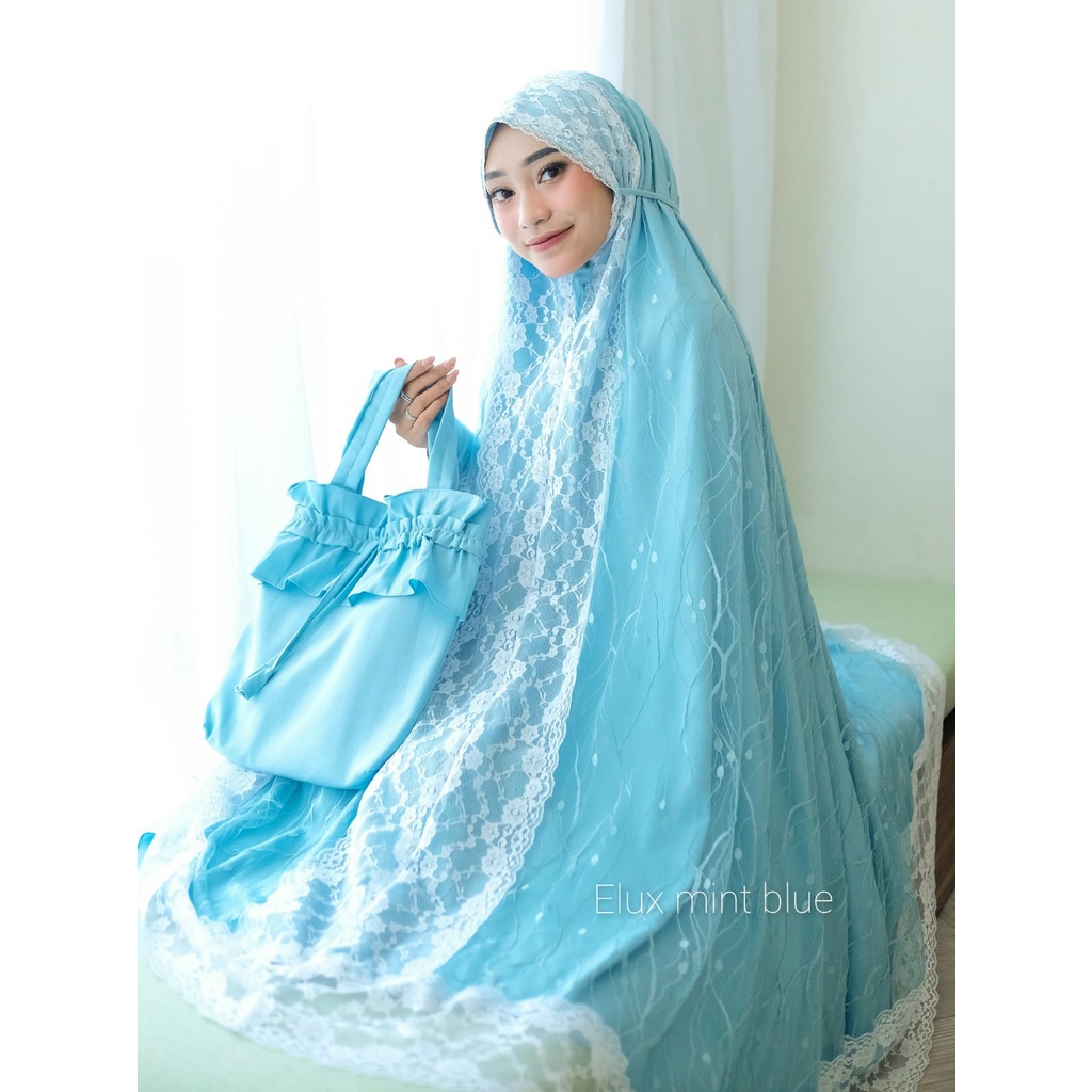 Mukena Eiffel Lux Dalanova Ori/Mukena Elux/Mukena Hantaran Seserahan/Mukena Free Tas/Mukena Tulle