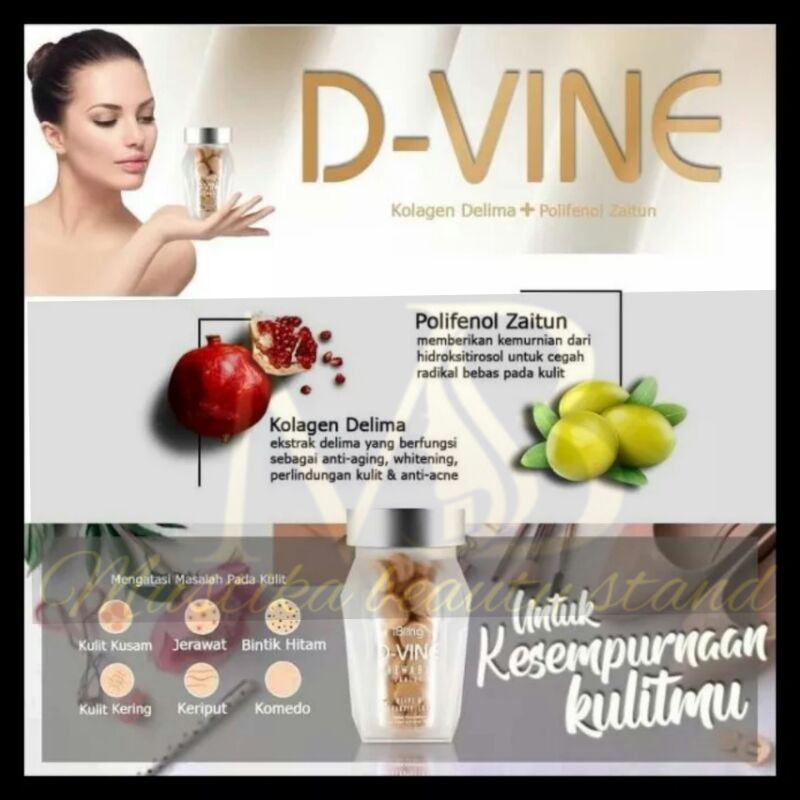D-VINE 60 tablet Candy Collagen Suplemen Herbal Asli 100% Anti Aging Pemutih Wajah Herbal Original