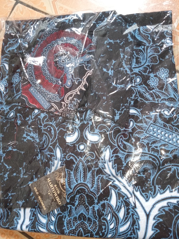 Kemeja Batik Pria Full Furing Lengan Panjang Katun Halus Sragenan Motif Banu Saka Biru