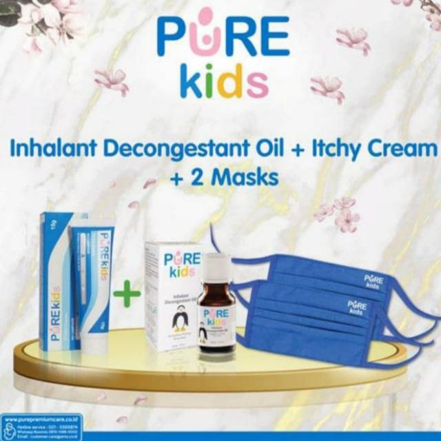Bundling Pure Kids Itchy Cream dan Inhalant free 2 Masker Dewasa