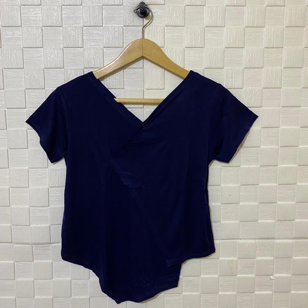 atasan vneck sambung lengan pendek wanita/kaos wanita/atasan terbaru/kaos vneck /kaos polos shabhira-4
