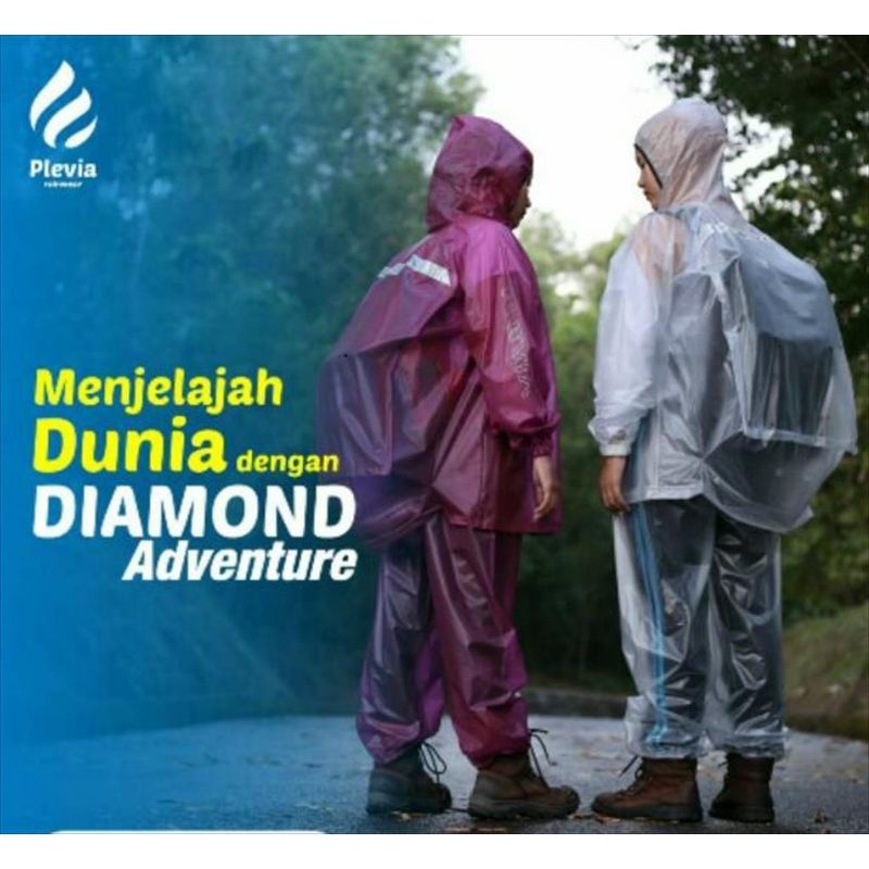Jas Hujan Mantel Hujan Jaket Celana Diamond Adventure Backpack BP7001 PLEVIA - Mantel Mantol Cewek Cowok Keren