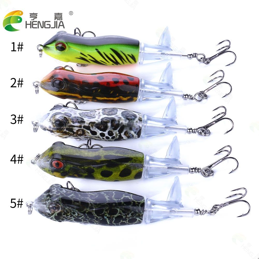 Hengjia 5pcs / Lot Umpan Pancing Bentuk Katak Whopper Plopper 9.5cm 11g