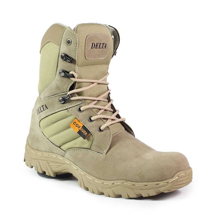 Sepatu Pria DLT Cordura Tactical Gurun 8inc Tinggi Cream Boots Safety Ujung Besi Bots Kerja Lapangan