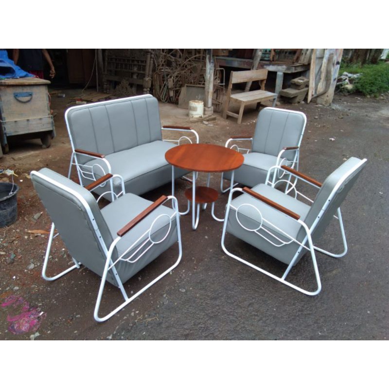 Kursi Sofa Tamu Pipa Besi Artdeco Vintage Fullset