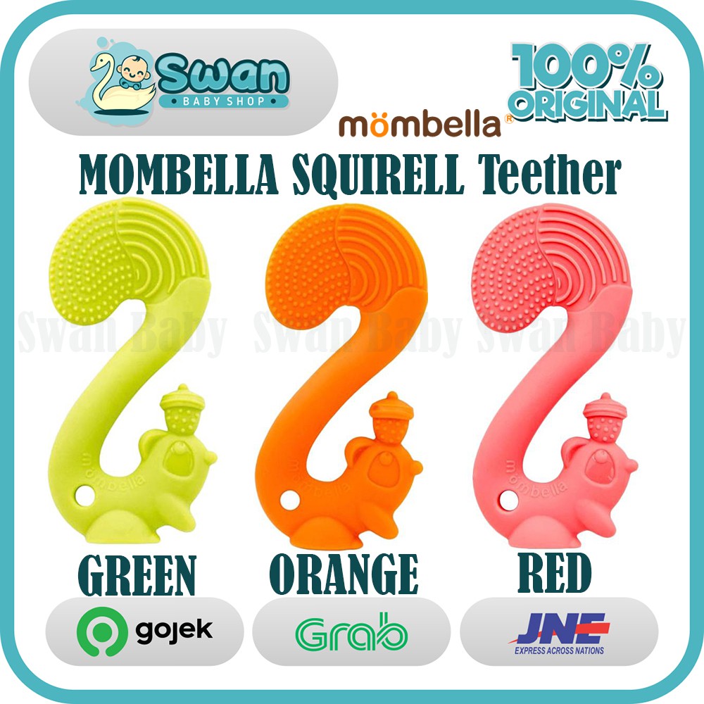 Mombella Squirell Teether All Varian Gigitan Bayi Mombella Green Orange Red