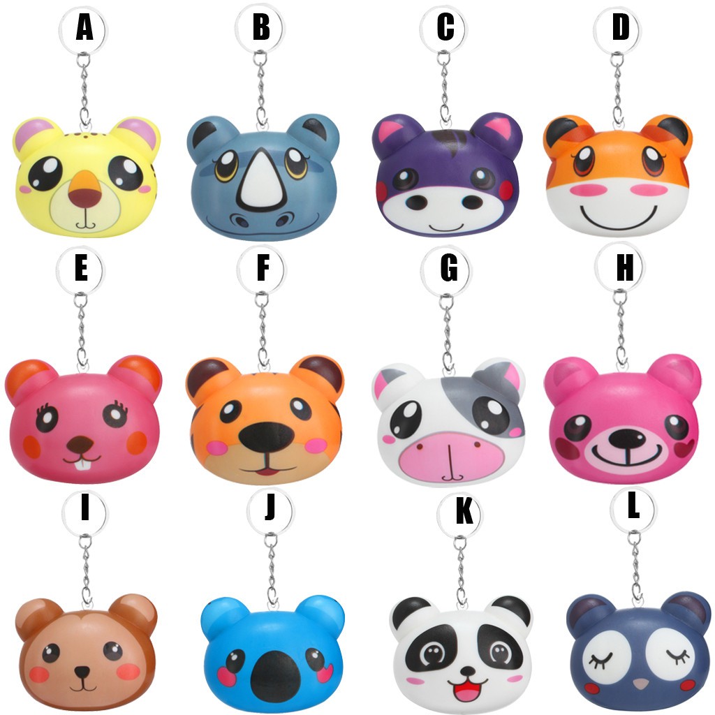 Squishies Kawaii Kartun Hewan Lambat Naik Krim Beraroma Keychain Stress Relief