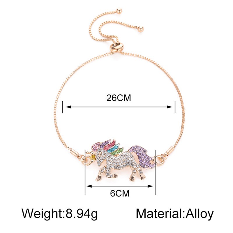 Unicorn Diamond Glitter Necklace Luxury 925 Sterling Silver Horse Charm Bracelet