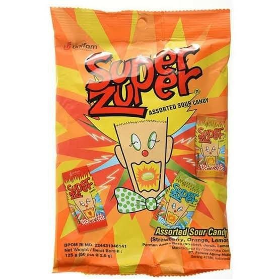 

Super Zuper Permen Rasa Strawberry, Orange, Lemon 125gr