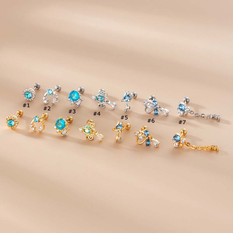 1 Pc Anting Tindik Dua Sisi Warna Biru Untuk Tragus Rook Helix Piercing Barbell 20Gauge