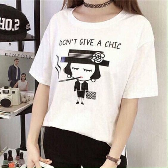 MYSTIQUE.ID-BAJU KAOS DON'T GIVE A CHIC T-SHIRT LUCU DAN AESTHETIC