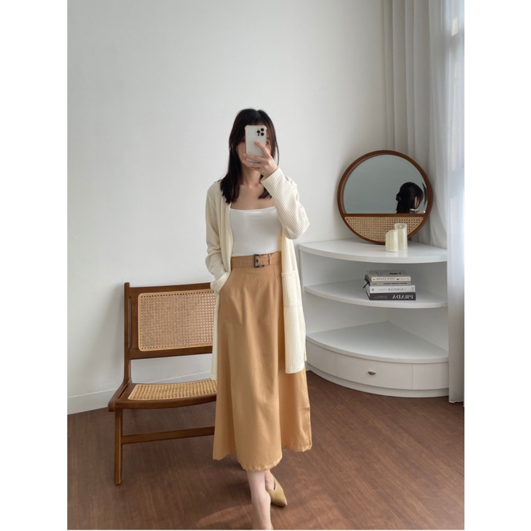Kadaka B-0143 Long Maxi Skirt Korea Detail Belt