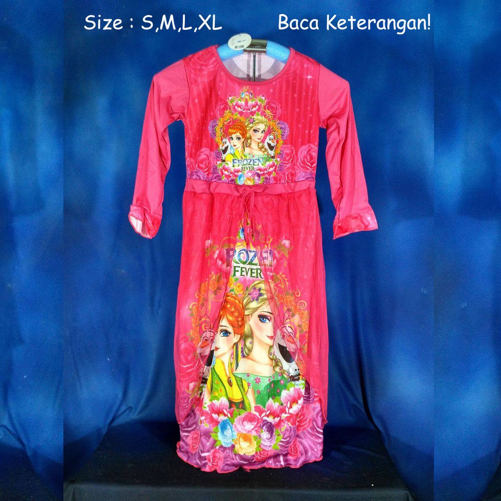Baju Muslim Anak Gamis Frozen Ana & Elsa Pink Size S,M,L,XL